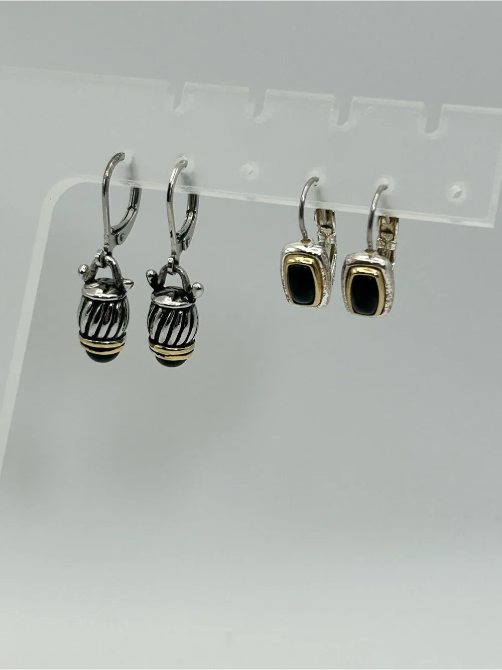 Tri-tone Gold Silver Black Earrings Qty 2 Pairs Lever Backs